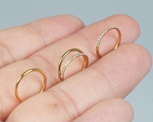 16G 18G 6mm 8mm 10mm Hinged Clicker Segment CZ Twisted Clicker Nose Rings Hoop Helix Cartilage Daith Tragus Sleeper Earrings Body Piercing for Women Men - style: 18G - 10mm - 3Pcs Gold - 2 Layer