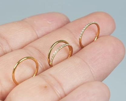 16G 18G 6mm 8mm 10mm Hinged Clicker Segment CZ Twisted Clicker Nose Rings Hoop Helix Cartilage Daith Tragus Sleeper Earrings Body Piercing for Women Men - style: 18G - 10mm - 3Pcs Gold - 2 Layer
