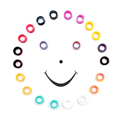 WBRWP 48/32/24/22/20/16/12pcs Ear Tunnels and Plugs - Double Flared Hollow Hard/Soft Silicone Ear Gauges - Ear Expander Stretcher Body Piercing Jewelry 8g-1" - color: 22pcs soft(thin) soft shining silicone set