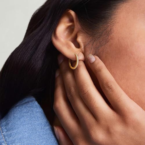 14K Gold Hoop Earrings Small Gold Huggie Hoop Earrings for Women | 14K Gold Earrings for Women CZ Gold Hoop Earrings Lightweight Hypoallergenic Gold Hoop Earrings for Women 12/14/16/20/25/30mm - size: 25mm