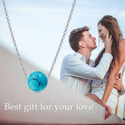 925 Sterling Silver Black Pearl Necklace Choker Jewelry Birthday Gifts for Women - style: Turquoise