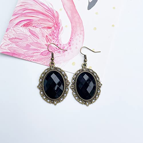 Black Sexy Lace Choker Necklaces Gothic Tassel Collar Choker Halloween Party Accessories for Women - color: Black earrings