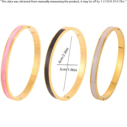 Gold Bracelets for Women Stainless Steel Bangle Set Colorful Enamel Stackable Jewelry