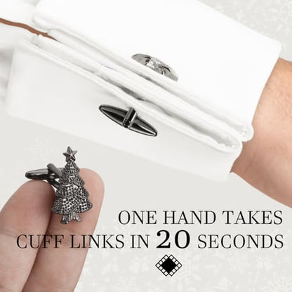 HAWSON Various Unique Cuff Links Mens, Animal/Tactical/Music/Holiday/Cufflinks, Themed Wedding Dinner Party Gift Suit Accessories - style: Christmas Tree