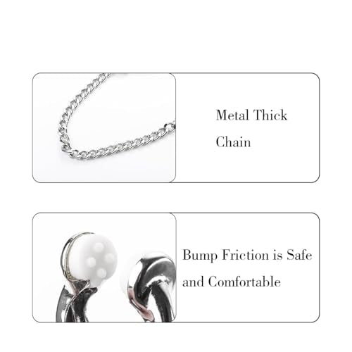 Body Chain Body Clamps with Chain Body Ring Body Clamps Stainless Steel Body Clip Body Clip Non-Piercing Chain Non Piercing Body Jewelry for Women Men (Silver) - color: Silver