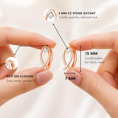 Gempires Huggie Hoop Earrings for Women | Cubic Zirconia Fashion Earrings Collection | Gold, Silver & Rose Gold Tone Styles | Lightweight Everyday Jewelry - color: CZ Fish Hoop