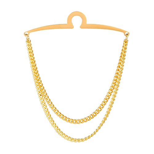 2pcs Set Men's Tie Chain Necktie Tie Clips Link Chain Gift Box - style: 2pcs Gold