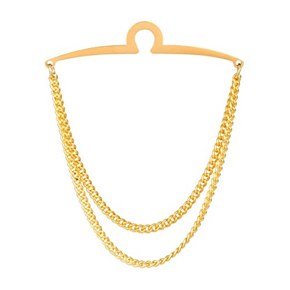2pcs Set Men's Tie Chain Necktie Tie Clips Link Chain Gift Box - style: 2pcs Gold