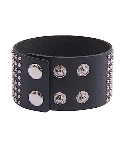GelConnie Leather Cuff Bracelet Punk Braided Bracelets Rock Leather Wristbands Faux Mens Leather Bracelet Gothic Viking Bangle Adjustable Wrap Bracelet for Women,Men - color: Black Leather Bracelet