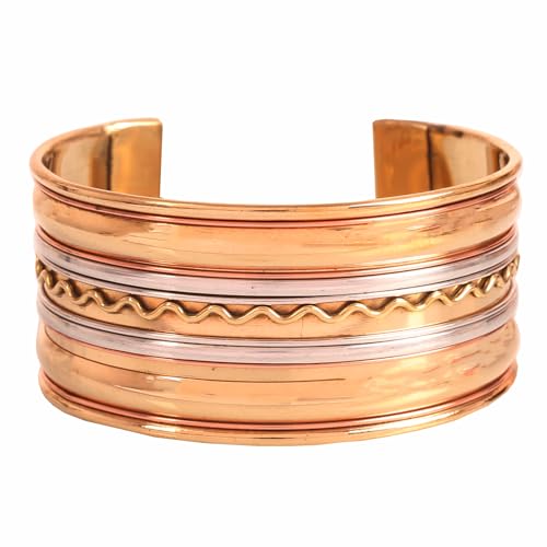 Touchstone Indian Bollywood Handcrafted Slip In Easy To Wear Stylish Wrist Enhancer Designer Broad Jewelry Cuff Bracelet For Women and Men. - style: Braided two tone 2