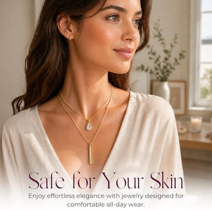 LA Signora Women's Necklaces, Choker Necklace,Women's Jewelry,18K Gold Necklace For Women,Sweatproof Non Tarnish Chain Necklaces,Trendy Gold necklace, Delicate Gold Necklace, Dainty Gold Chain - style: Double Layer Zircon Pendant Neklace
