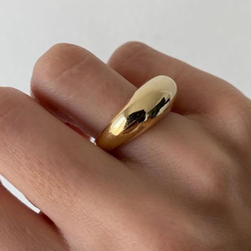 Roe Dolph Chunky Gold Rings for Women Stackable Statement Ring Set | Mixed sculptural shapes and polished surfaces create bold stacking combinations for parties dinners and everyday outfits - color: A2