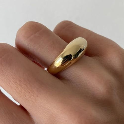 Roe Dolph Chunky Gold Rings for Women Stackable Statement Ring Set | Mixed sculptural shapes and polished surfaces create bold stacking combinations for parties dinners and everyday outfits - color: A2