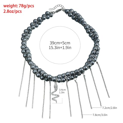 Gold Statement Choker Necklace for Women – Trendy Silver Long Layered Snake Chain Drop Necklace, Elegant Prom Party Jewelry Gift, Delicate Accessories for Her - color: E-Serpentine pendant tassel texture collarbone chain necklace