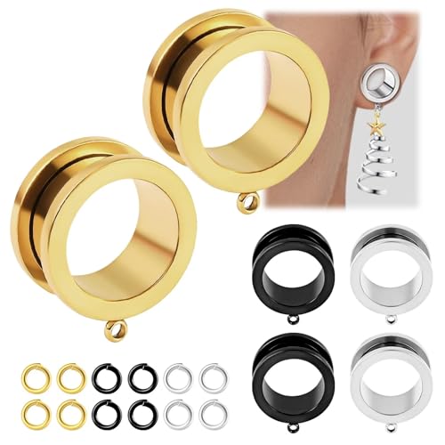 WBRWP 6pcs Ear Gauges Tunnels Plugs: DIY Ear Tunnles Piercing Expander Stainless Steel Double Flared Screw Gauges - color: 3 Color Set--Style 2