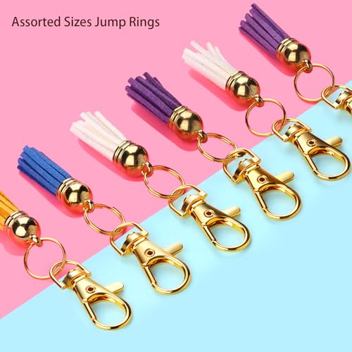 LEOBRO Jump Rings, 968pcs Keychain Making Kit, Keychain Clip and Key Ring, Key Chain Rings, Lobster Claw Clasps for Keychains, Charm Bracelet Jewelry, Gold - color: Gold