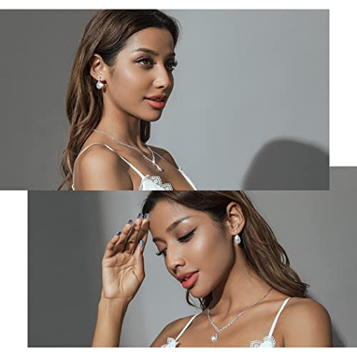 Unicra Bride Crystal Necklace Earrings Set Bridal Wedding Jewelry Sets Rhinestone Choker Necklace Prom Costume Jewelry Set for Women and Brides - color: A-Silver