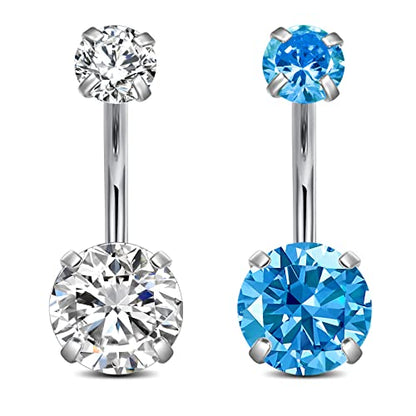 D.Bella 14G Stainless Steel Belly Button Rings 10mm 3/8" Barbell Belly Navel Rings Piercing for Women - style: Style I