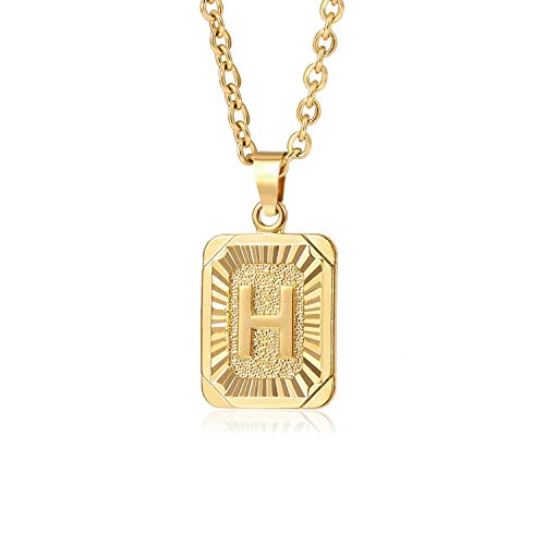Glimmerst Initial Pendant Necklace 18K Gold Plated Stainless Steel Letter Necklace Personalizd Name Necklace for Women - style: Gold H