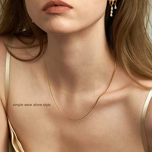 Freekiss Layered Necklace Set for Women Stackable | Herringbone Snake Cuban Rope Chain, Dainty Choker, Layered Stackable, Non Tarnish, Hypoallergenic, Adjustable 14-18.5" - color: Gold, style: Layer 3mm+1.5mm Snake