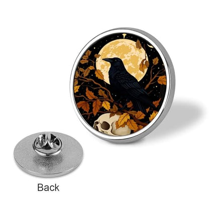 Gothic Raven Flowers Badge Pin Round Badge Metal Button Badges Brooch Lapel Pin for Men Women 1 Inch - color: style-4