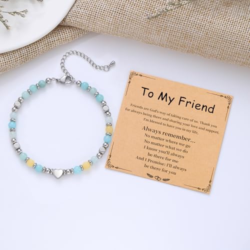 Best Friend Bracelet Gifts for Women Sister Bestie, Christmas Gift for Teens Mom Daughter Granddaughter Birthday Gift for Her Stocking Stuffers - color: Amazonite-Friend