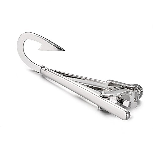 Yoursfs Electrician Tie Bar For Men Cool Tool Tie Clip 316L Stainless Steel Silver Nail Novelty Construction Tie Clips Jewelry - style: Fish Hook Tie Clip