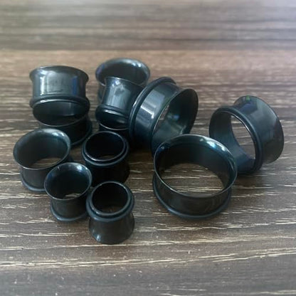 24PC Ear Gauge Stretching Kit Acrylic Tapers and Surgical Steel Tunnels Plugs 00G-20MM Gauge Stretching Kit - color: Black-Black