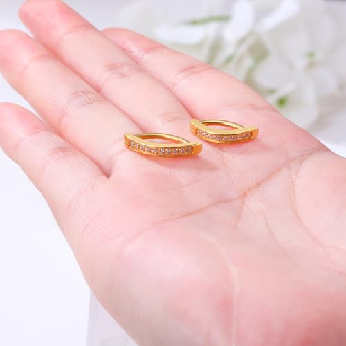 Clicker Belly Button Ring Hoop Belly Button Ring 14G Navel Ring | Surgical stainless steel hinged belly button ring for belly button piercing, navel body jewelry for women and men - color: CZ-Gold