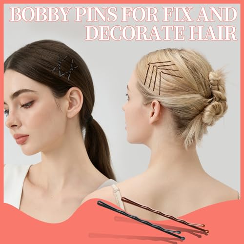 Teenitor 300pcs Bobby Pins Hair Pins, 100 Hair Pins 100 Bobby Pins Brown Hair Black for Women 100 Hair Bands 2inch 2.36inch 2.75inch Brown Black - color: Brown/Black