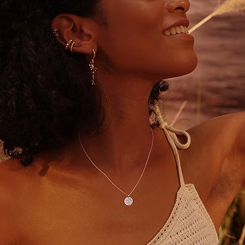 Fettero Pendant Necklace Gold Choker Layered Coin Open Karma Circle Full New Crescent Moon 14K Gold Plated Simple Dainty Necklaces for Women Jewelry Gift - style: Full Moon Sliver