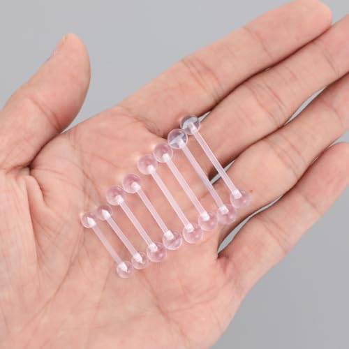 8 Pcs 14G Clear Acrylic Tongue Rings 14mm 16mm 19mm 22mm | Clear Acrylic Plastic Nipple Rings ， Plastic Nipple Piercings