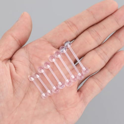 8 Pcs 14G Clear Acrylic Tongue Rings 14mm 16mm 19mm 22mm | Clear Acrylic Plastic Nipple Rings ， Plastic Nipple Piercings