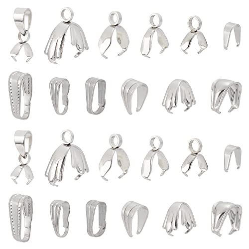 UNICRAFTALE about 120pcs Snap on Bails Stainless Steel Pinch Bails Pendant Bails Connectors Charms Clasps for DIY Dangle Charms Jewelry 6-14mm - color: Stainless Color
