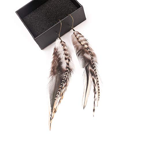 lureme Bohemian Multicolor Pheasant Feathers Dangle Earrings Handmade Natural Feather Earrings (er006314) - style: Dangle