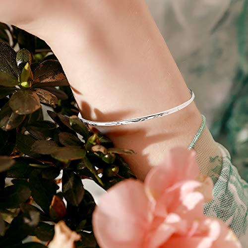 925 Sterling Silver Bangle Bracelet Bangles for Women/Girls | Bangle Bracelets for Women | 925 Sterling Silver Bracelets for Women | Dainty Bracelets - size: 6.7CM, style: Carved Bangle