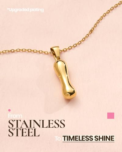 DoDoBeads Stainless Steel Initial Necklace, Waterproof 18K Gold Plated Necklace, Non-Tarnish Chunky Monogram Jewelry Gifts for Women, Mothers Day Gift - style: I
