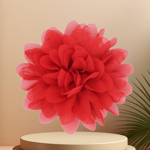 Satin Fabric Large Flower Brooch Pin Dainty Handmade Big Rose Flower Brooches Blossom Lapel Pins Silk Camellia Flowers Pin Wedding Dance Prom Party Banquet Dresses Suit Clothes Jewelry for Women - color: Red