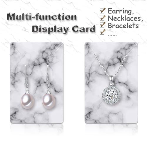 Earring Cards, Set Jewelry Making Supplies with 100 Pcs Earring Holder Cards 200 Pcs Earring Backs and 100 Jewelry Packaging for Earrings Necklace Jewelry Display, Bags 3.5x2.4 Inches (Marble White) - color: White Marble Pattern