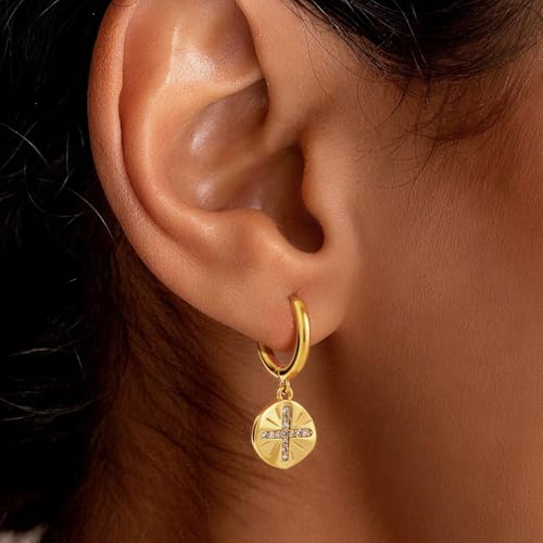 14K Gold Plated Dangle Hoop Earrings for Women | Bridal Small Dangle Gold Earrings Cubic Zirconia Huggie Drop Trendy Fashion Leopard Print Women's Jewelry - color: Gold-A