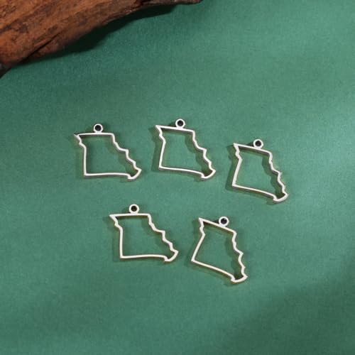 kkjoy 5Pcs Hollow Continents Maps of USA Pendant Charms for Jewelry Making and Crafting, Stainless Steel Mini Charm Craft Supplies Accessories for DIY Bracelet Necklace Earrings - color: Hollow Missouri Map - Silver