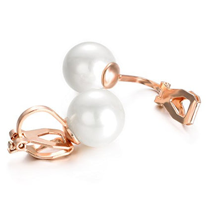 Yoursfs 10mm Tiny Pearl Clip On Earrings for Women 18K Gold Plated Faux Pearls Bridal Earring Fashion Wedding Jewelry - color: White Pearl