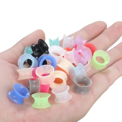 Xpircn 30Pcs Silicone Ear Gauges Flexible Ear Tunnels Plugs Stretchers Expander Double Flared Flesh Ear Piercing Jewelry for Women Men - style: Gauge:7/16"(11mm)