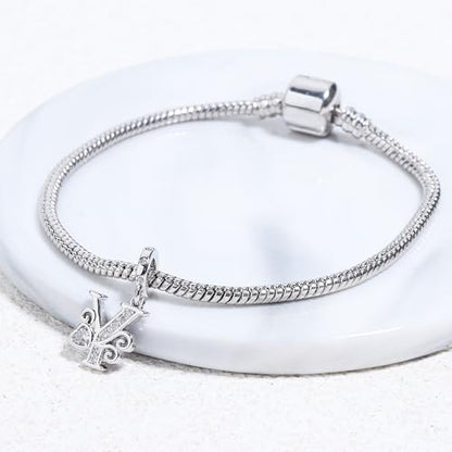 925 Sterling Silver Letter Charms for Pandora Bracelets Silver Letter A Alphabet Charm Initial Dangle Charms Beads Jewelry Gift for Women - style: Dangle Letter Charm Y