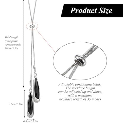 cobee Women's Y-Drop Lariat Necklace Adjustable Stainless Steel Chain | Alloy Teardrop Pendant Minimalist Layering Jewelry for Women Mother Daughter Wife