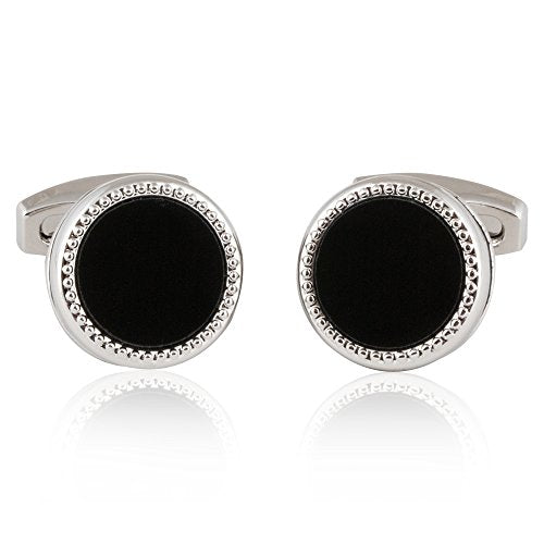Cuff-Daddy Tuxedo Cufflinks Studs Formal Set Black Enamel Silver with Presentation Box Gift Party Special Occasions Wedding Anniversary