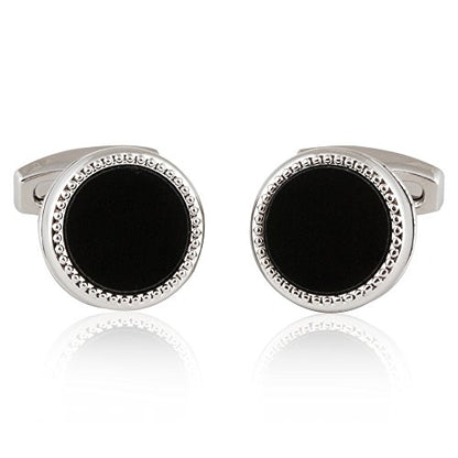 Cuff-Daddy Tuxedo Cufflinks Studs Formal Set Black Enamel Silver with Presentation Box Gift Party Special Occasions Wedding Anniversary
