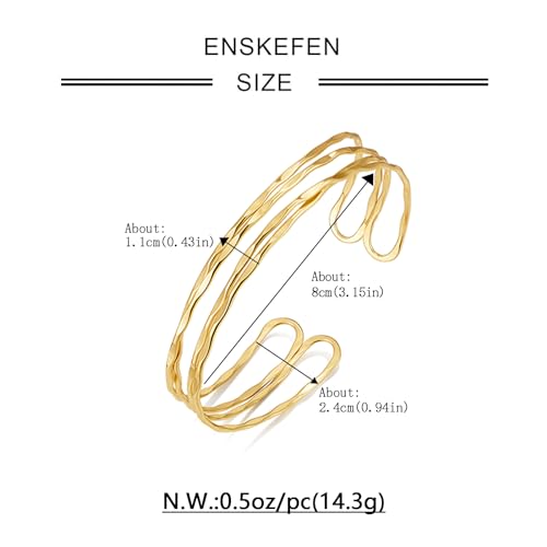 Gold Cuff Bracelet for Women Chunky Multi-layer Cross Wire Open Bracelet Hollow Wide Cuff Bracelets Adjustable Gold Open Cuff Bangle Bracelet - color: Four-layer Arm Cuff