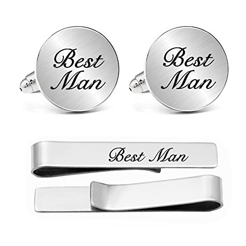 Kooer Personalized Men's Wedding Cufflinks, Custom Father Of The Bride Cuff Links Jewelry Gift For Men Him Groom Groomsman - style: best man
