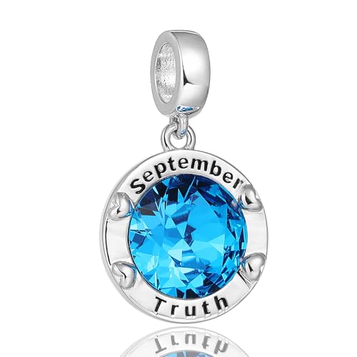 Birthstone Charms for Women Bracelets Birthday Bead Charms fit Pandora Bracelets Mothers Day Gifts for Women - color: 09-September(Sapphire)